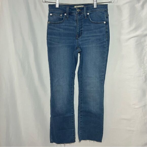 Madewell Cali Demi-Boot Raw Hem Blue Jeans 25 - Picture 1 of 8